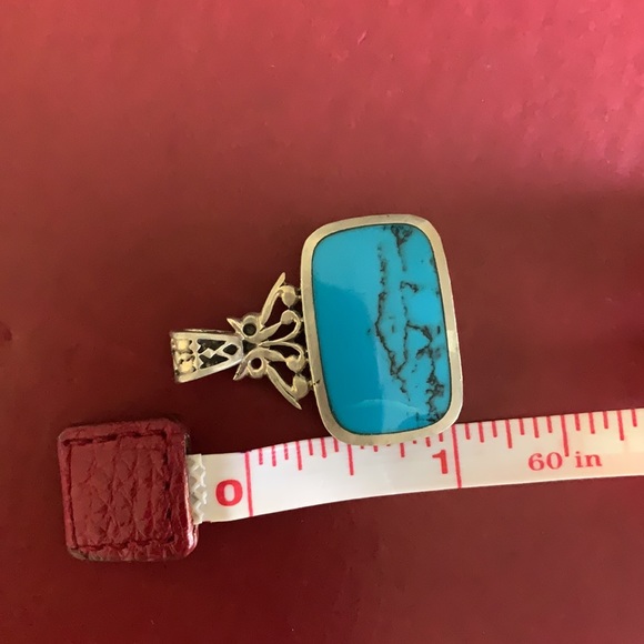 Double-sided Lapis and Turquoise Pendant set in Sterling Silver - Picture 12 of 12